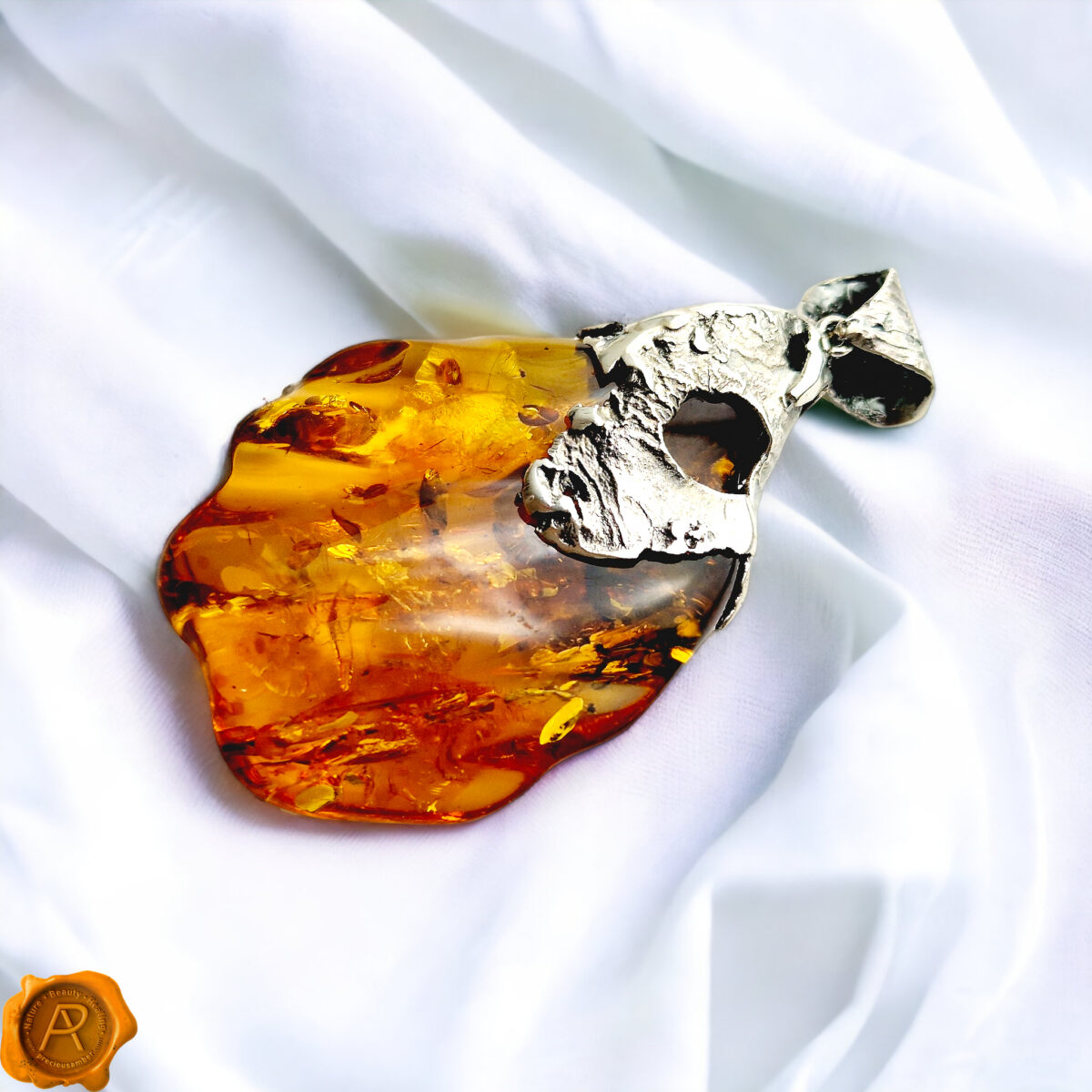 Rare-Luxury-Exclusive-Huge-Chunky-One-of-a-kind-Honey-Baltic-Amber-Teardrop-Shell-Shape-Pendant-Sterling-Silver-Necklace-Women-Gift-Jewelry-UK-Ireland Unique Amber Sea Shell Pendant - Image 9