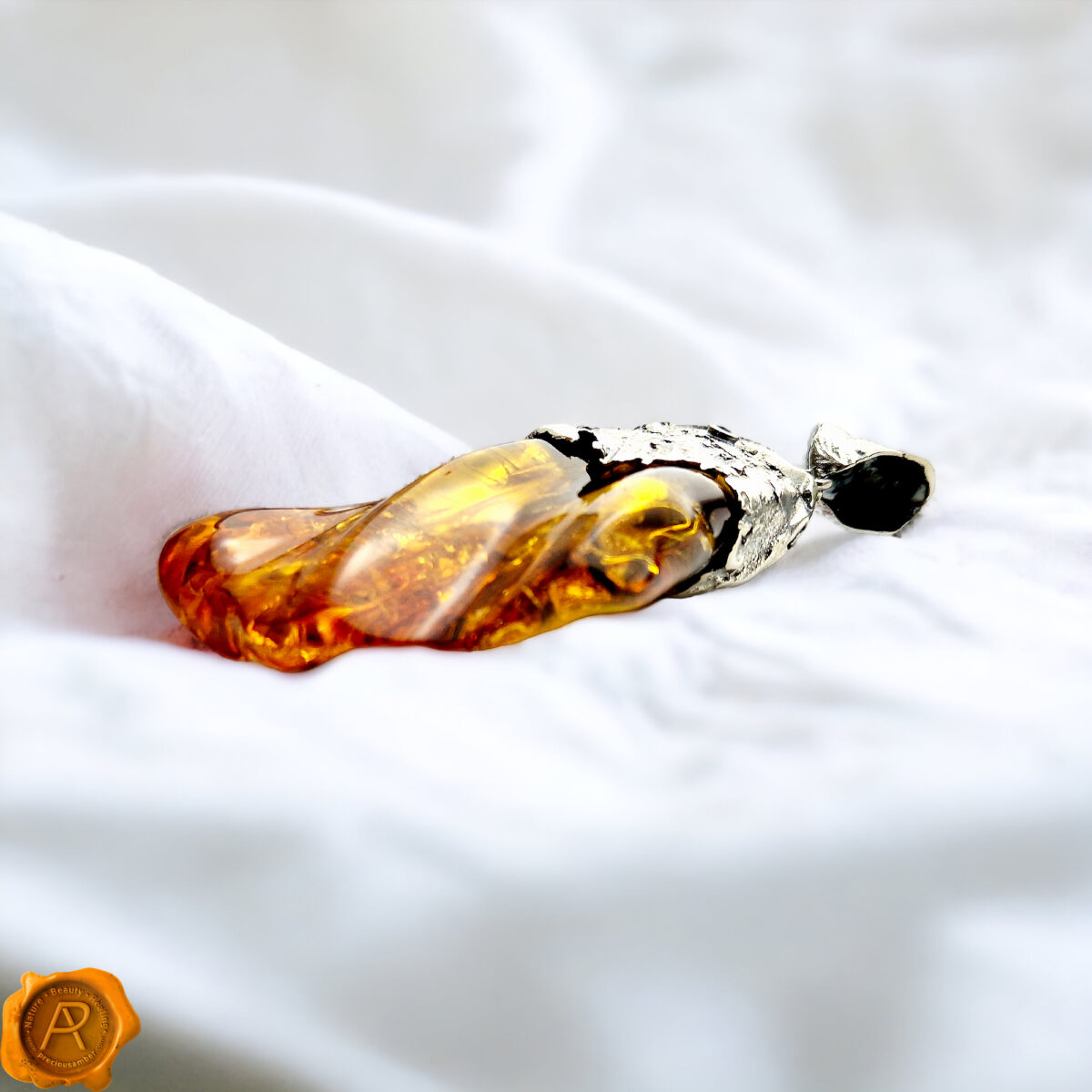 Rare-Luxury-Exclusive-Huge-Chunky-One-of-a-kind-Honey-Baltic-Amber-Teardrop-Shell-Shaped-Pendant-Sterling-Silver-Necklace-For-Women-Gift-Jewellery-UK-Ireland Unique Amber Sea Shell Pendant - Image 7