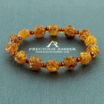 Carved Rose Honey Amber Bracelet