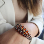 Memory Wire Cognac Amber Bracelet - Image 2