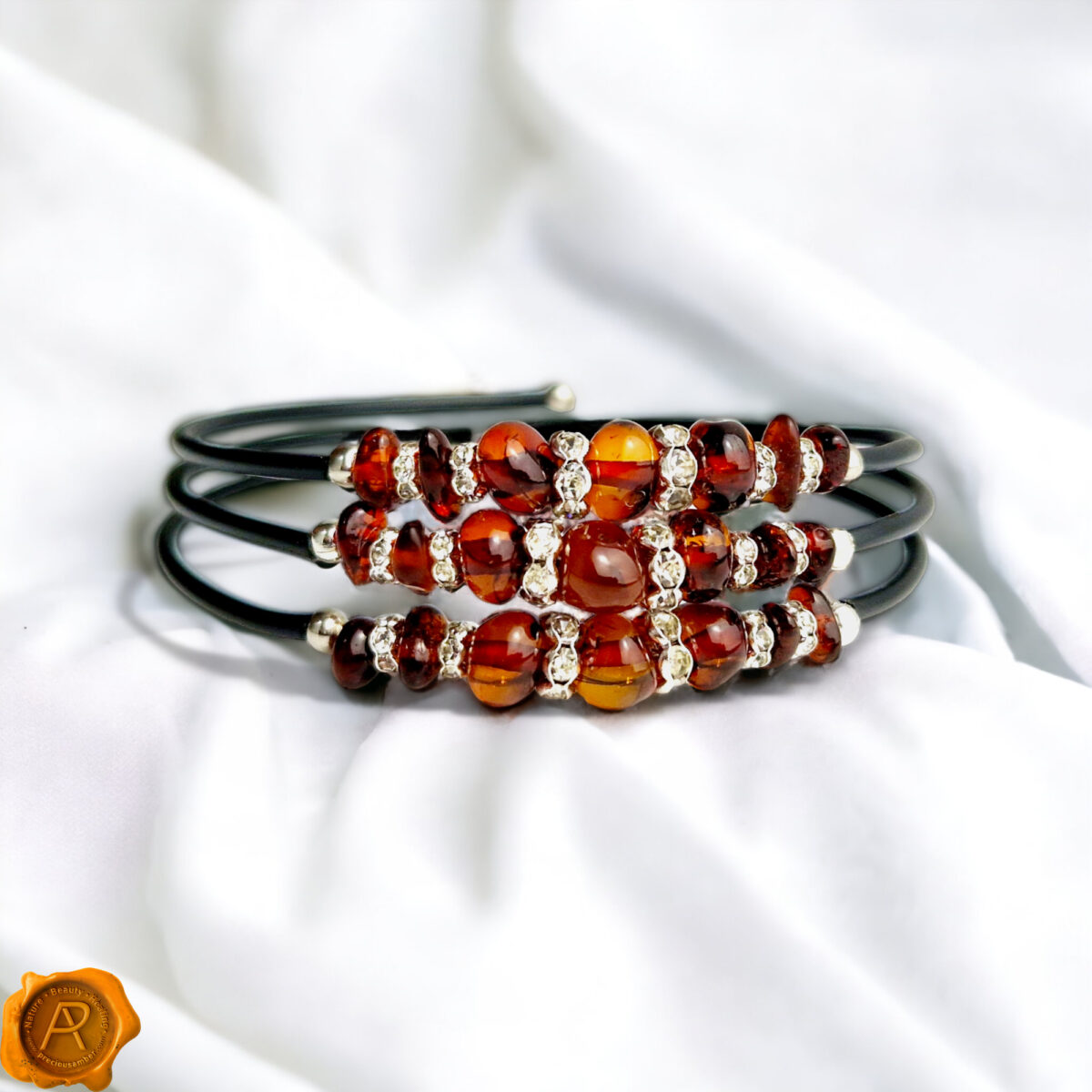 Memory Wire Cognac Amber Bracelet - Image 1