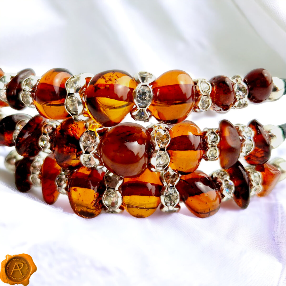 Memory Wire Cognac Amber Bracelet - Image 3