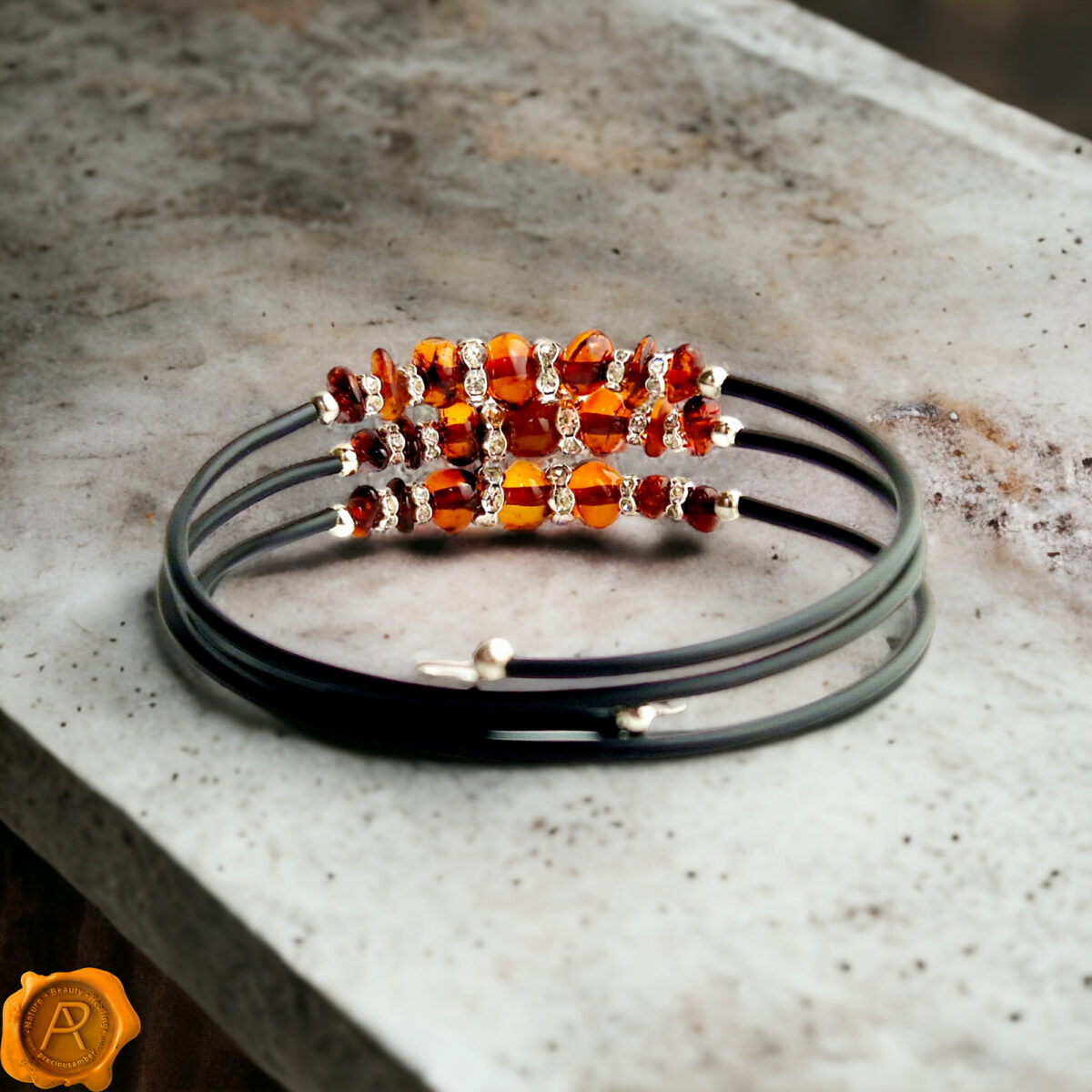 Memory Wire Cognac Amber Bracelet - Image 4