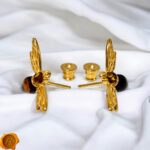 Carved Amber Bee Stud Earrings - Image 3