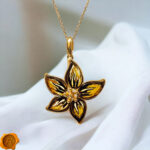 Carved Amber Gold Flower