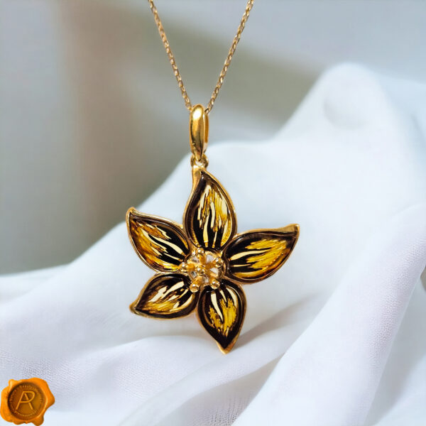 Carved Amber Gold Flower