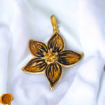 Carved Amber Gold Flower - Image 4