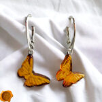 Carved Amber Dainty Butterfly Earrings