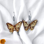 Carved Amber Butterfly Earrings