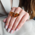 Adjustable Carved Amber Monarch Butterfly - Image 2
