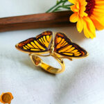 Adjustable Carved Amber Monarch Butterfly
