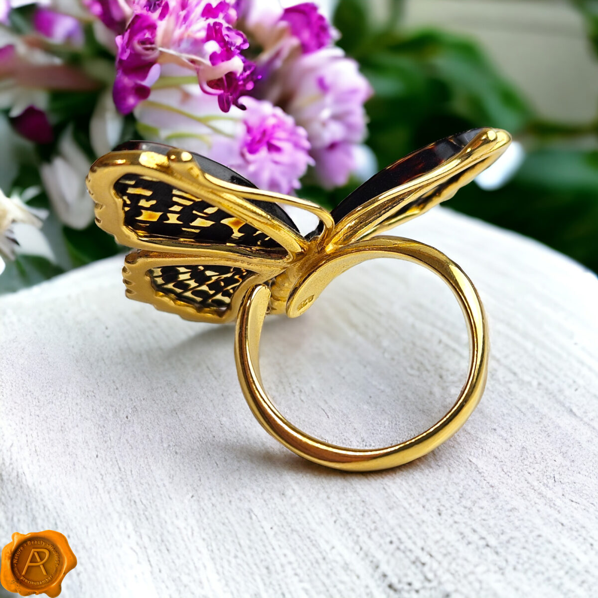Adjustable Large Leopard Butterfly Ring - Image 3