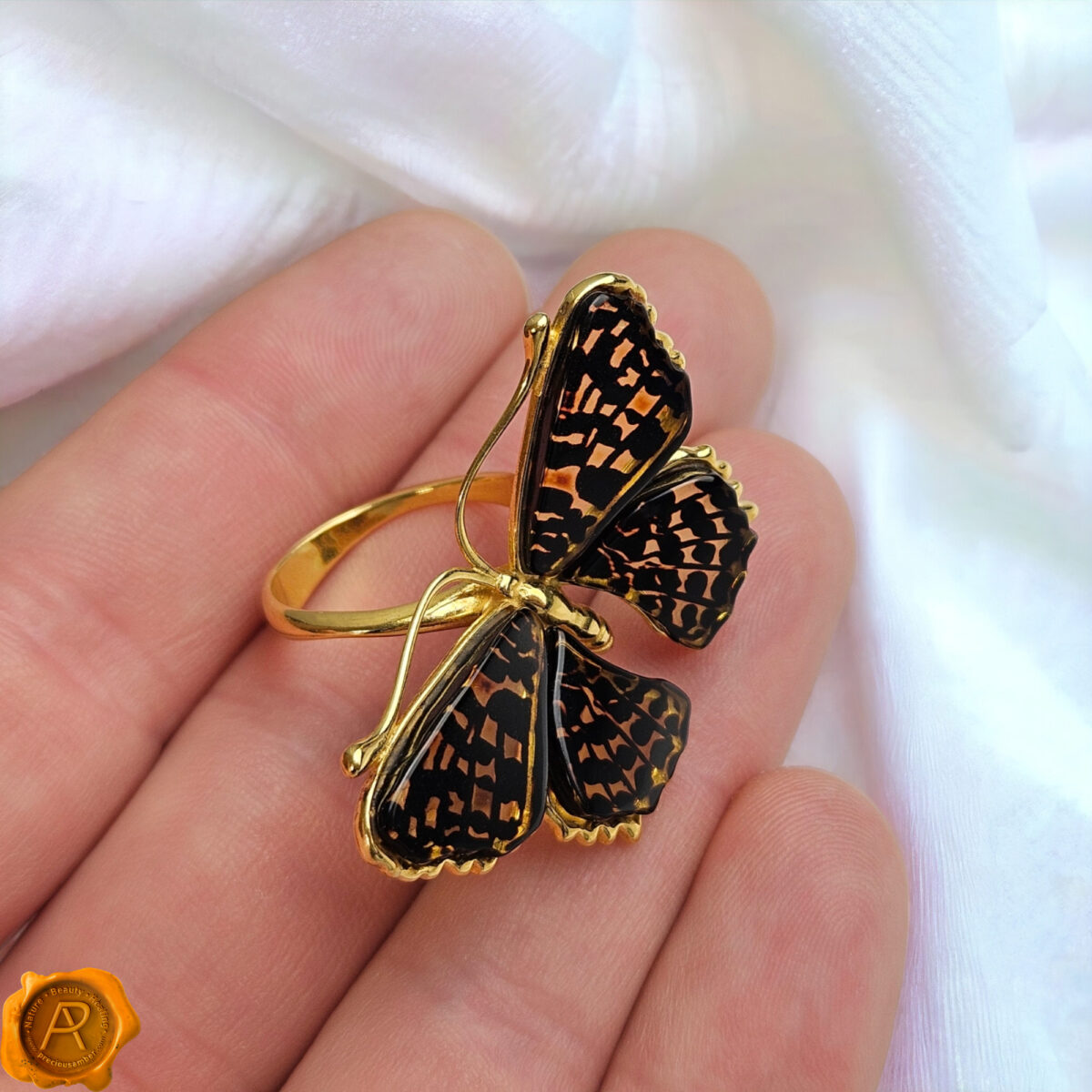 Adjustable Large Leopard Butterfly Ring - Image 4