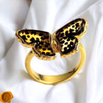 Adjustable Leopard Butterfly Amber Ring