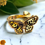 Adjustable Leopard Butterfly Amber Ring - Image 3