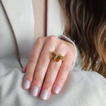Adjustable Leopard Butterfly Amber Ring - Image 2