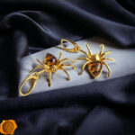Gemstone Baltic Amber Silver Spider Earrings, Teardrop Spiders Lover Gifts, Sterling Silver Amber Large Drop Jewelry Women Men