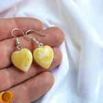 White Amber Heart Earrings - Image 3