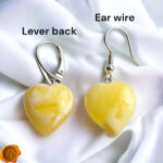 White Amber Heart Earrings - Image 5