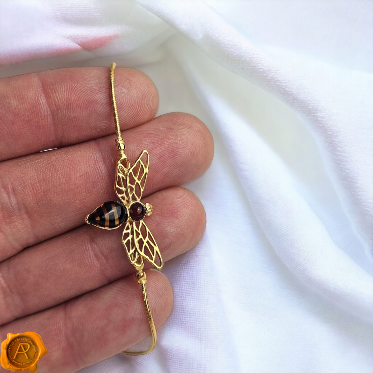 Amber Bee Gold Tie Bracelet - Image 5