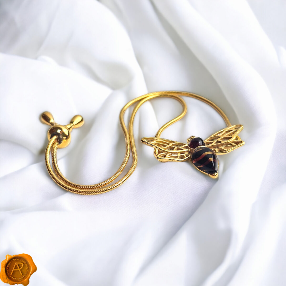 Amber Bee Gold Tie Bracelet - Image 4