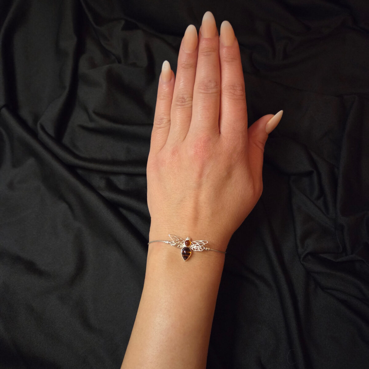 Bee-Jewellery-Adjustable-Baltic-Amber-Sterling-Silver-Bee-Gemstone-Tie-Dainty-Bracelet-Jewelry-Gift-Women Bee-Jewellery-Adjustable-Baltic-Amber-Sterling-Silver-Bee-Gemstone-Tie-Dainty-Bracelet-Jewelry-Gift-Women