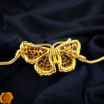Carved Amber Gold Butterfly Tie Bracelet - Image 5