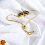 Carved Amber Gold Butterfly Tie Bracelet - Image 4