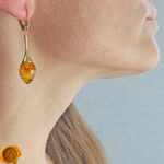 Amber Teardrop Gold Earrings - Image 2
