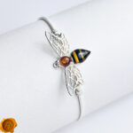 Amber Bee Silver Tie Bracelet