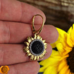 Amber Sunflower Gold Earrings - Image 5