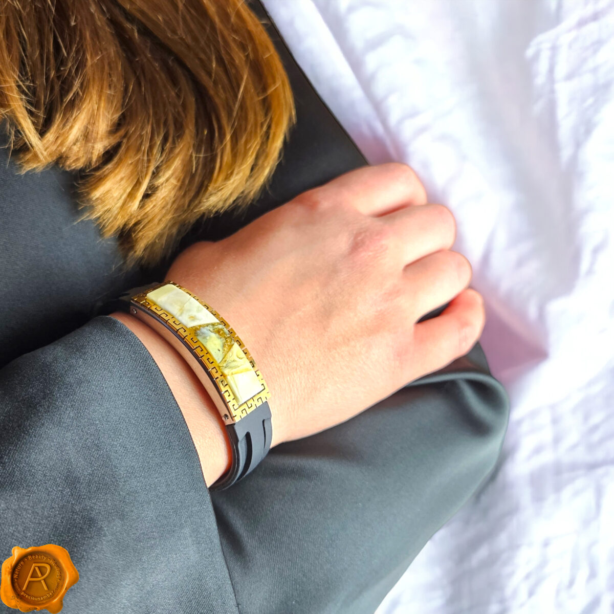Adjustable Marble Amber Bracelet "Fortune" - Image 5