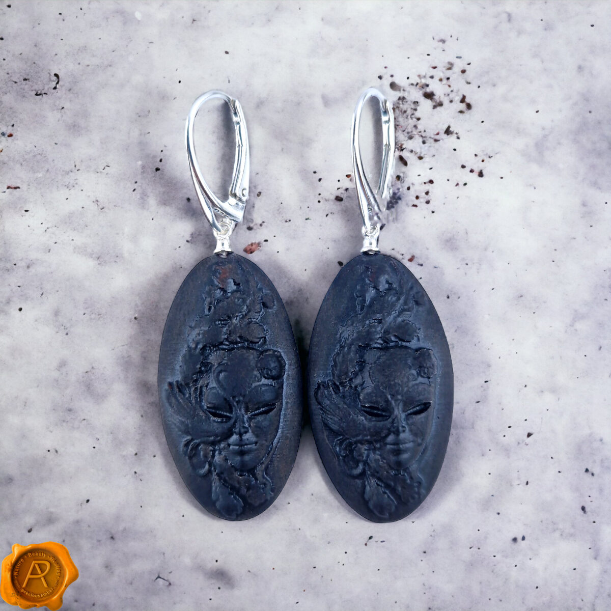 Carved Cherry Amber Earrings "Venice" - Image 4
