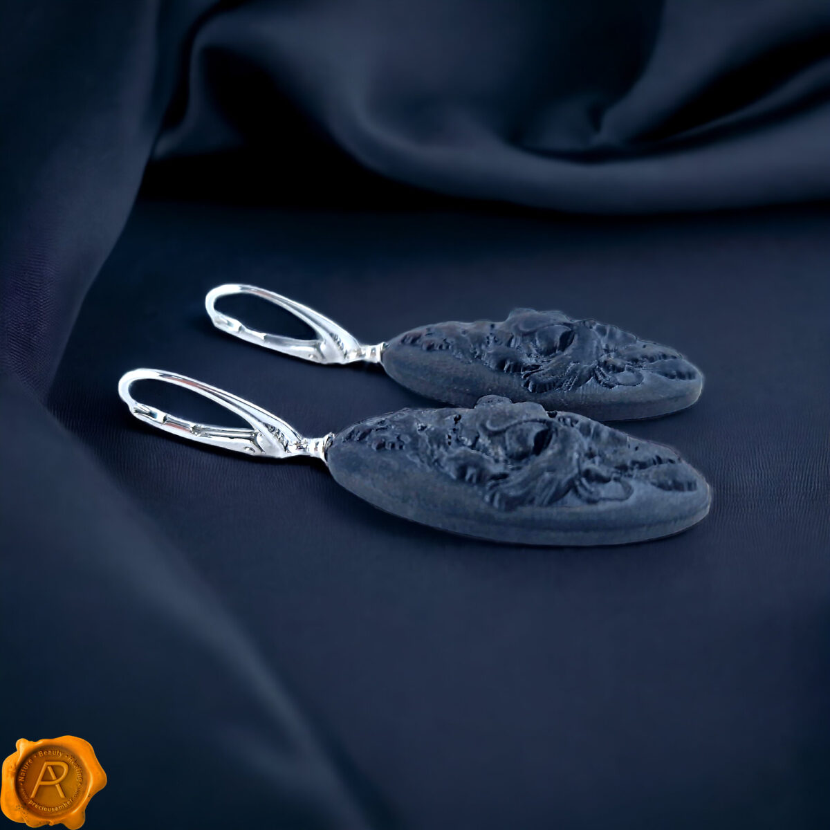 Carved Cherry Amber Earrings "Venice" - Image 5