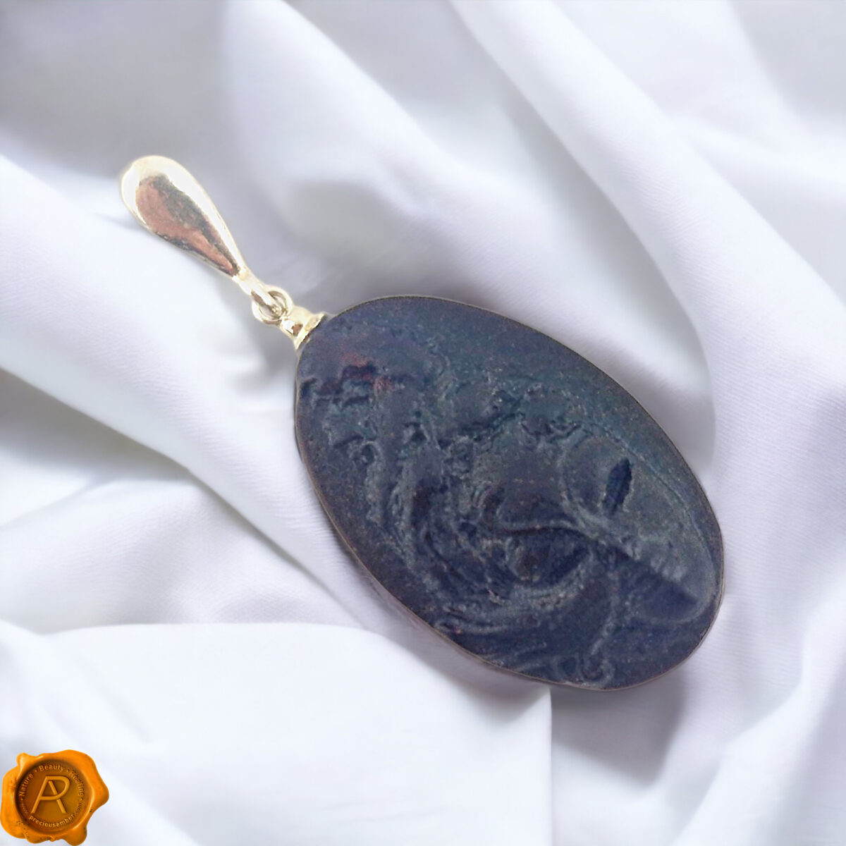 Carved Cherry Amber Pendant "Venice" - Image 3
