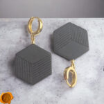 4D Geometric Cherry Amber Gold Earrings