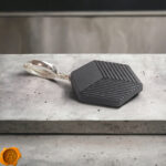 4D Geometric Cherry Amber Silver Earrings - Image 4