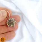 Carved Amber Maple Leaf Silver Earrings - Image 4