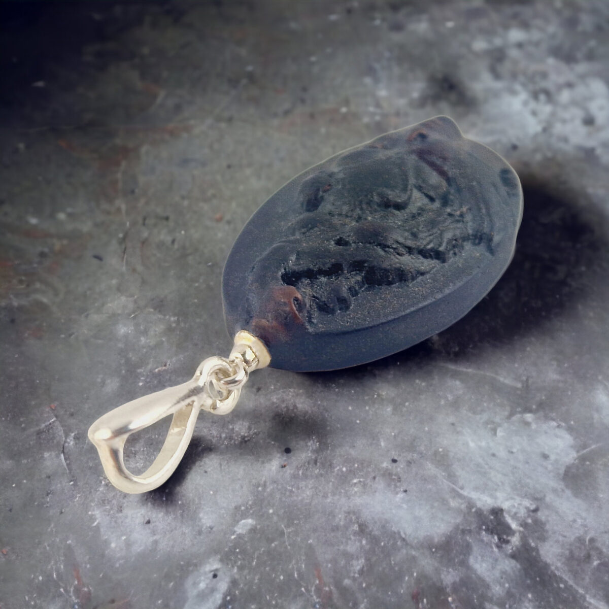 Cherry-Amber-Jewelry-Gothic-Face-Mask-Black-Baltic-Gemstone-Teardrop-Carved-Art-Pendant-Necklace-Gift-Women-Uk-Ireland Carved Cherry Amber Pendant "Venice" - Image 5