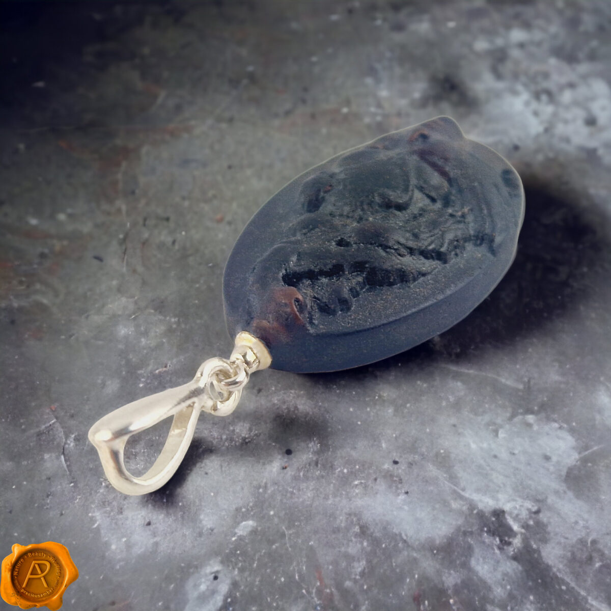 Carved Cherry Amber Pendant "Venice" - Image 4