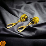 Luxurious Green Amber Gold Earrings - Image 2
