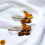 Carved Amber Dainty Butterfly Earrings - Image 4