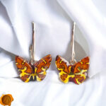 Carved Amber Dainty Butterfly Earrings