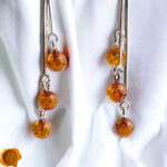 Dainty Honey Amber Swing Earrings - Image 4