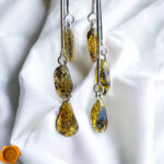 Green Amber Free-Form Swing Earrings - Image 2