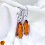 Faceted Honey Amber Drop Earrings - Image 2
