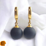 Cherry Amber Gold Sphere Earrings