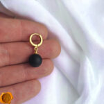Cherry Amber Gold Sphere Earrings - Image 3