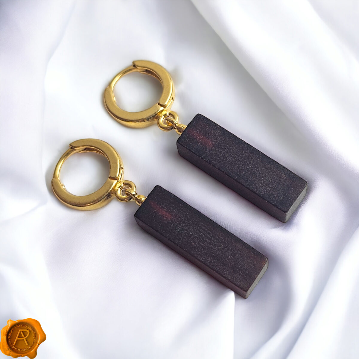 Cherry Amber Gold Geometric Earrings - Image 2