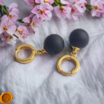 Cherry Amber Gold Sphere Earrings - Image 2